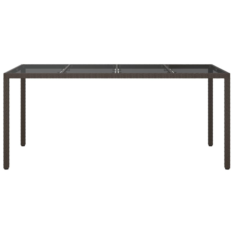 Tuintafel 190x90x75 cm gehard glas en poly rattan bruin MeubelReus