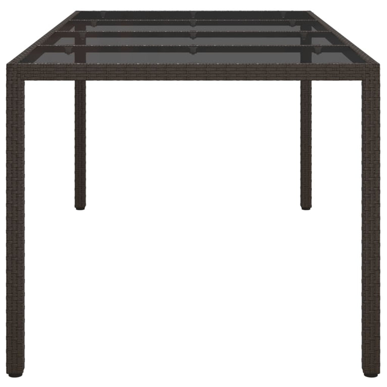 Tuintafel 190x90x75 cm gehard glas en poly rattan bruin MeubelReus