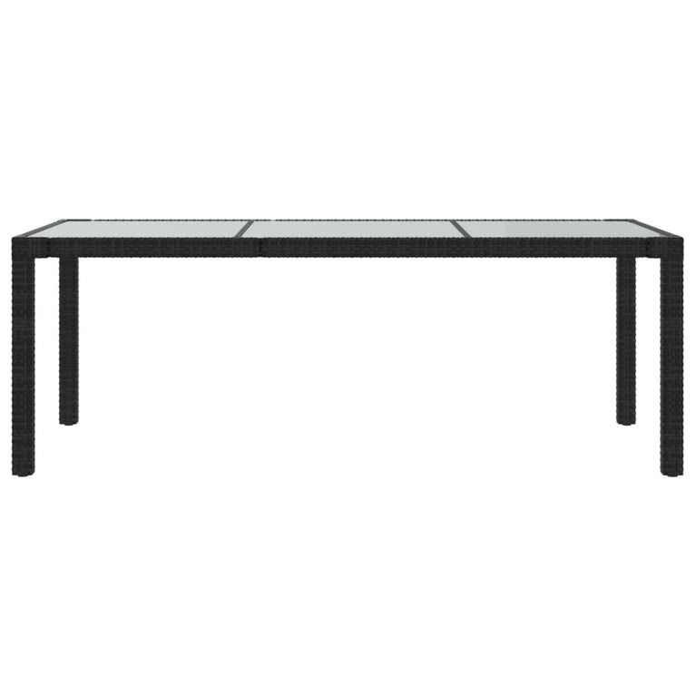 Tuintafel 190x90x75 cm gehard glas en poly rattan black MeubelReus