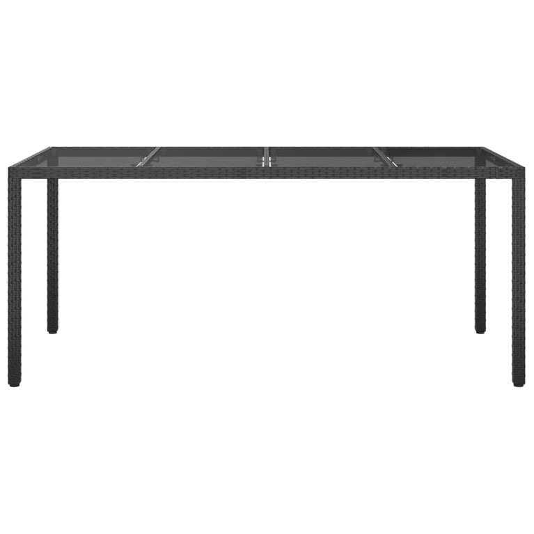 Tuintafel 190x90x75 cm gehard glas en poly rattan black MeubelReus