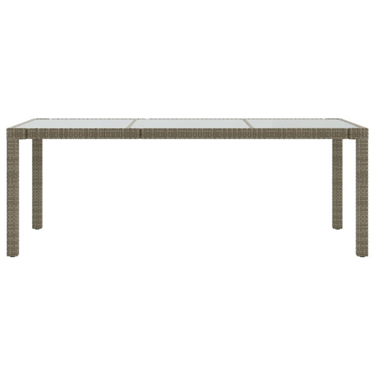 Tuintafel 190x90x75 cm gehard glas en poly rattan grijs MeubelReus