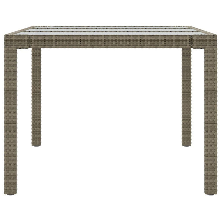 Tuintafel 190x90x75 cm gehard glas en poly rattan grijs MeubelReus
