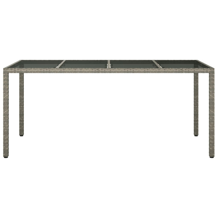 Tuintafel 190x90x75 cm gehard glas en poly rattan grijs MeubelReus