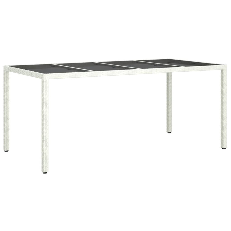 Tuintafel 190x90x75 cm gehard glas en poly rattan wit MeubelReus