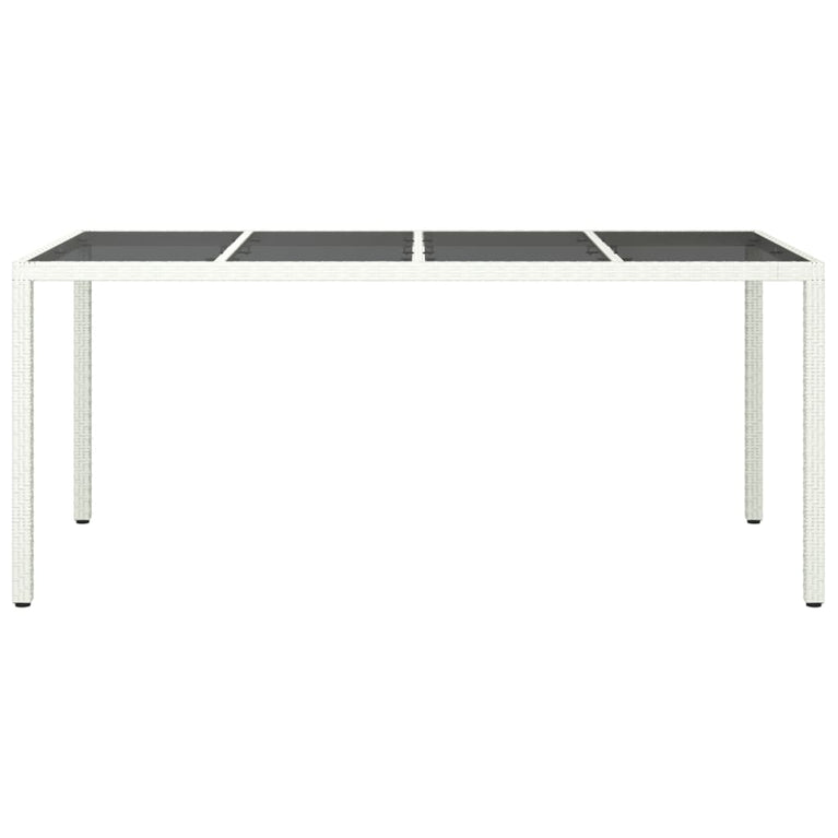 Tuintafel 190x90x75 cm gehard glas en poly rattan wit MeubelReus
