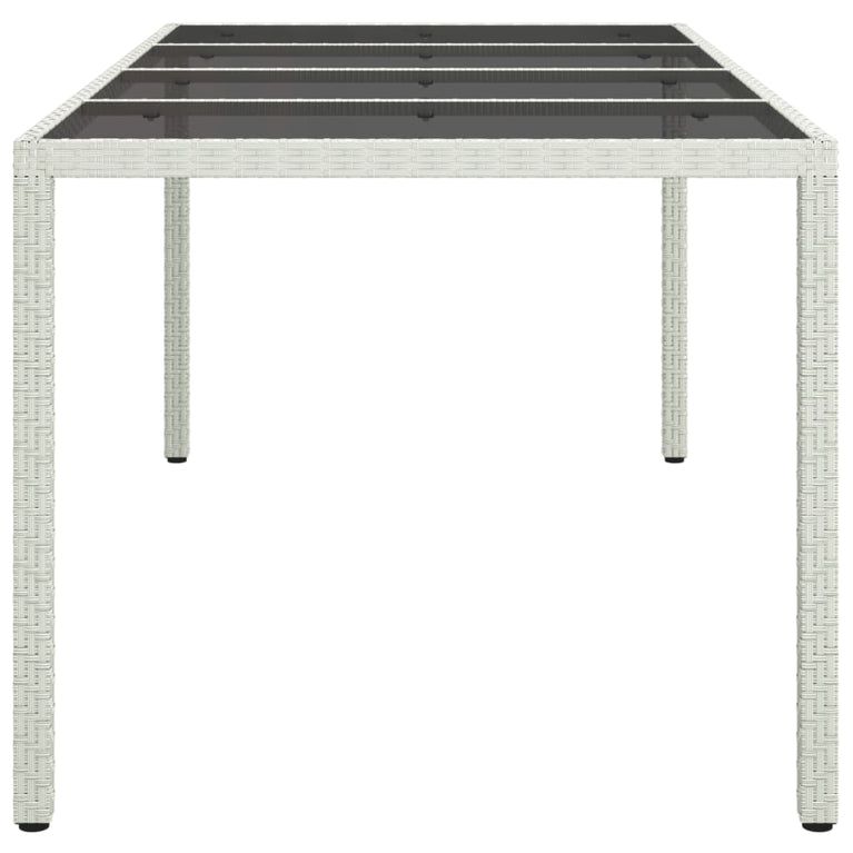 Tuintafel 190x90x75 cm gehard glas en poly rattan wit MeubelReus