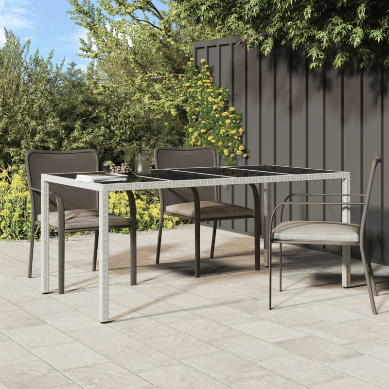 Tuintafel 190x90x75 cm gehard glas en poly rattan wit MeubelReus