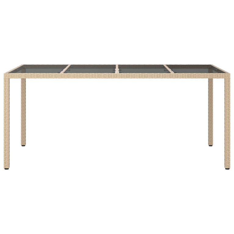 Tuintafel 190x90x75 cm gehard glas en poly rattan beige MeubelReus
