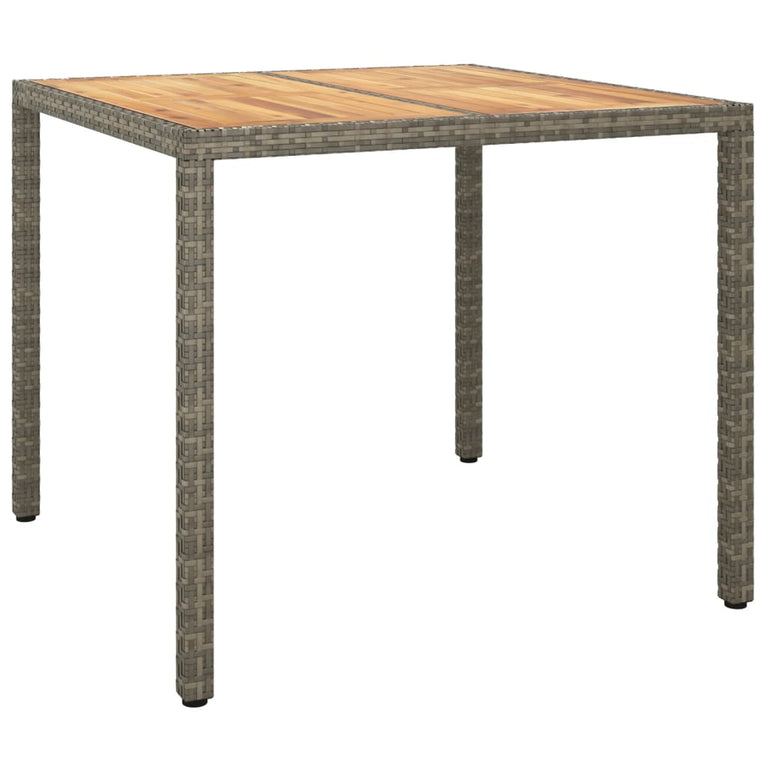 Tuintafel 90x90x75 cm poly rattan en acaciahout grijs MeubelReus