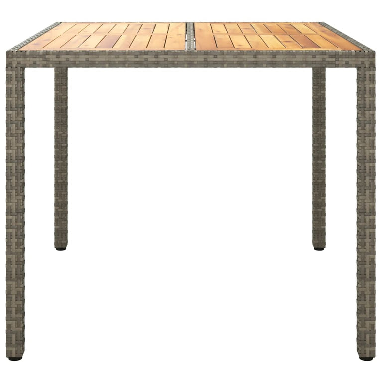 Tuintafel 90x90x75 cm poly rattan en acaciahout grijs MeubelReus