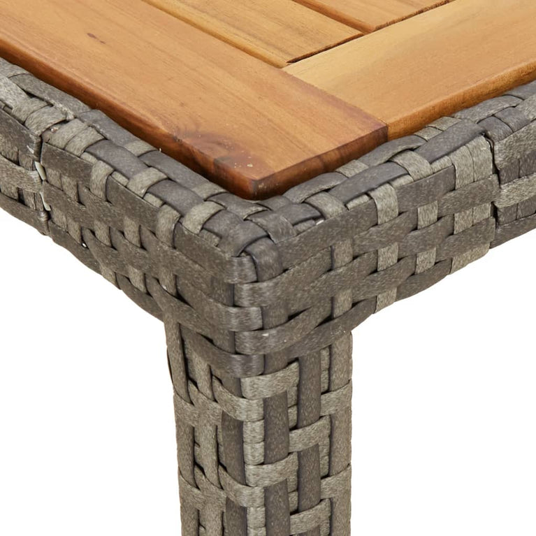 Tuintafel 90x90x75 cm poly rattan en acaciahout grijs MeubelReus