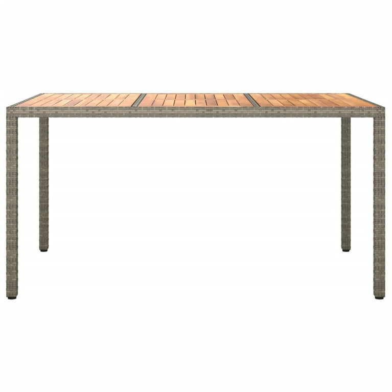 Tuintafel 150x90x75 cm poly rattan en acaciahout grijs MeubelReus