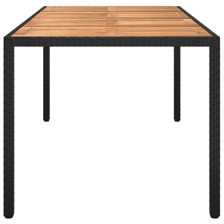 Tuintafel 190x90x75 cm poly rattan en acaciahout zwart MeubelReus