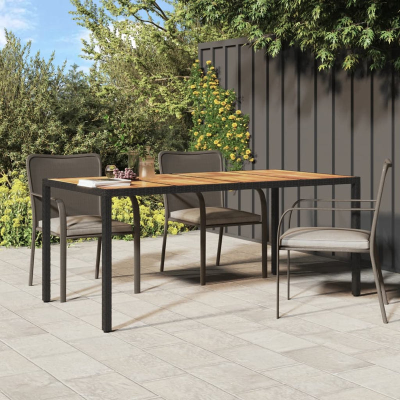 Tuintafel 190x90x75 cm poly rattan en acaciahout zwart MeubelReus