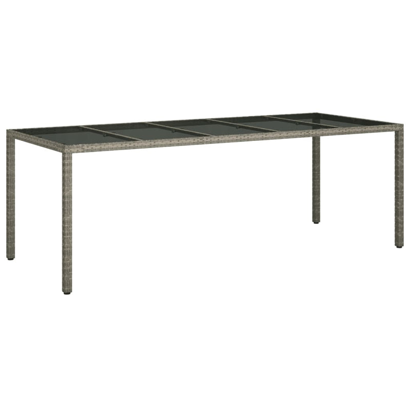 Tuintafel 250x100x75 cm gehard glas en poly rattan grijs MeubelReus