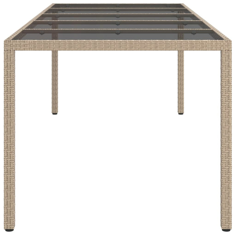Tuintafel 250x100x75 cm gehard glas en poly rattan beige MeubelReus