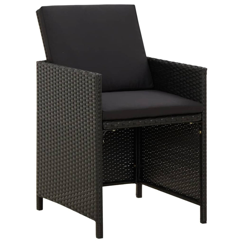 Tuinstoelen 4 st met kussens poly rattan zwart MeubelReus