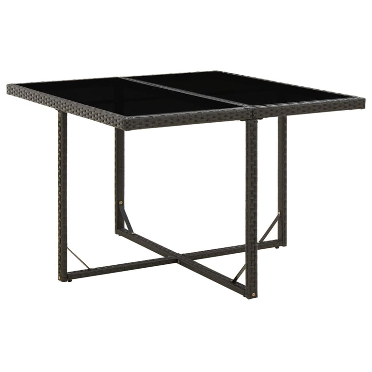Tuintafel 109x107x74 cm poly rattan en glas zwart MeubelReus