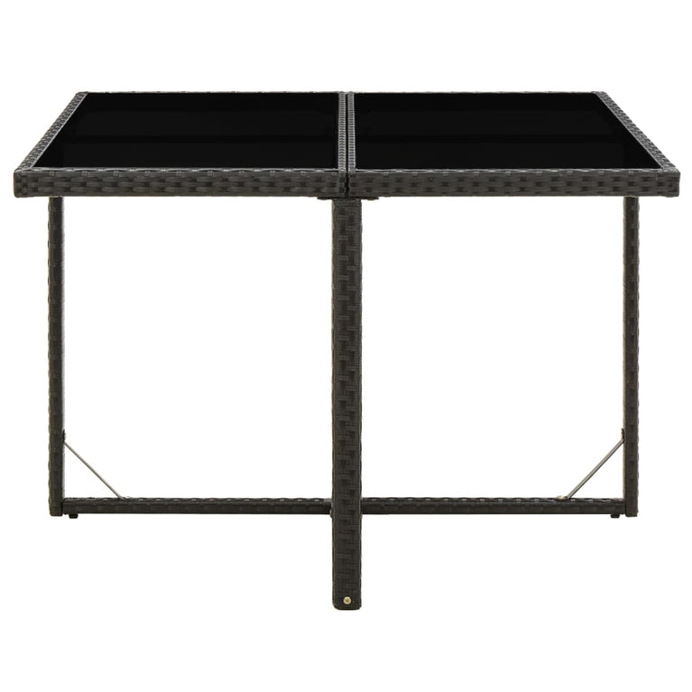 Tuintafel 109x107x74 cm poly rattan en glas zwart MeubelReus