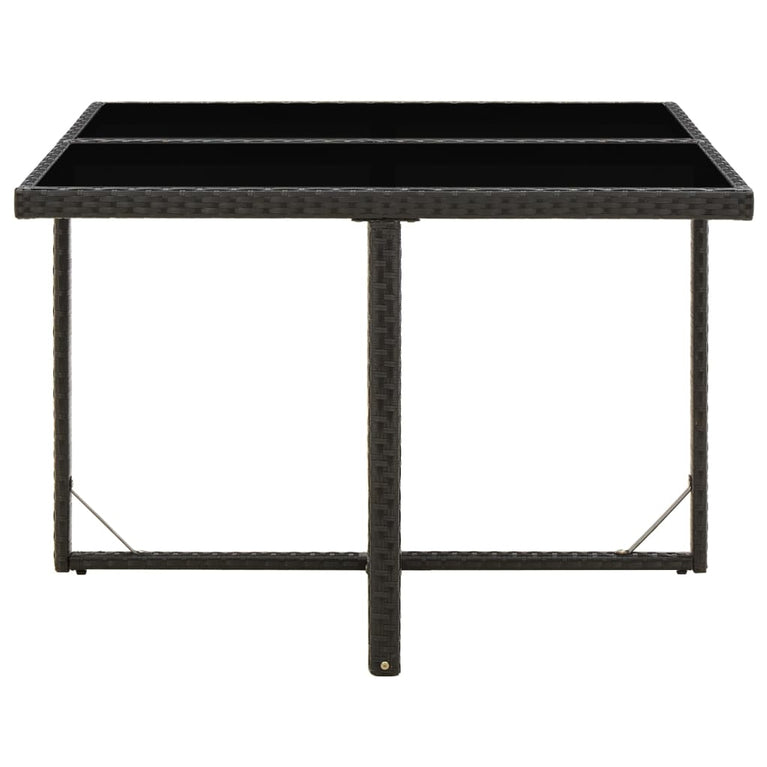Tuintafel 109x107x74 cm poly rattan en glas zwart MeubelReus