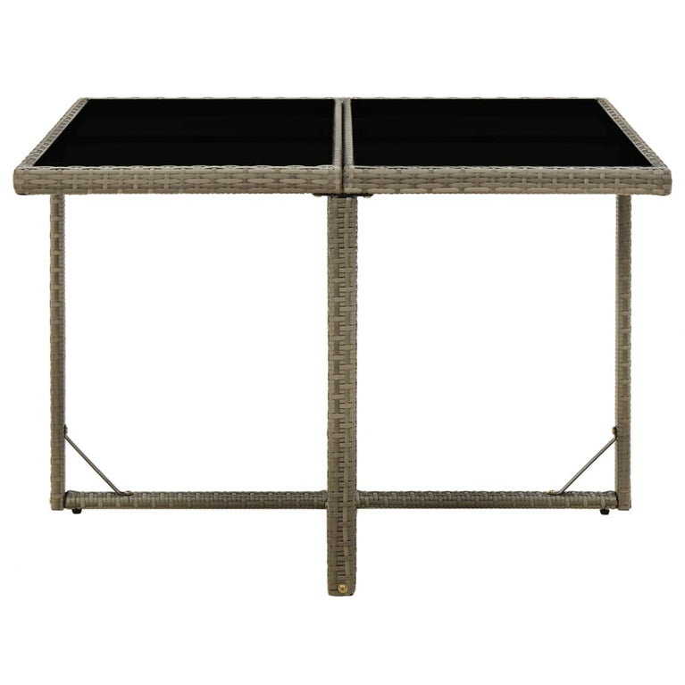 Tuintafel 109x107x74 cm poly rattan en glas grijs MeubelReus
