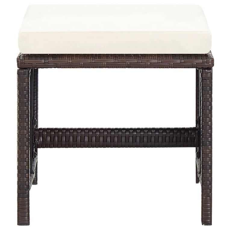 4-delige Tuinstoelen- en voetenbankenset poly rattan bruin MeubelReus