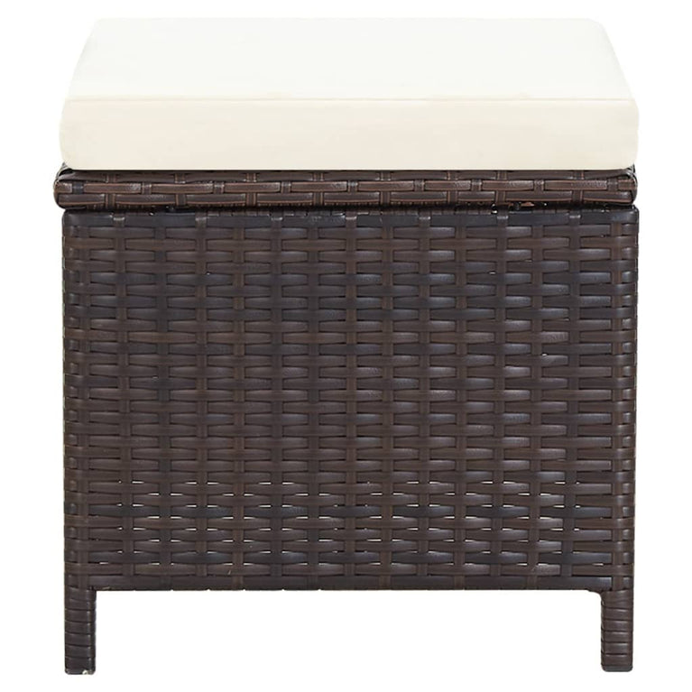 4-delige Tuinstoelen- en voetenbankenset poly rattan bruin MeubelReus