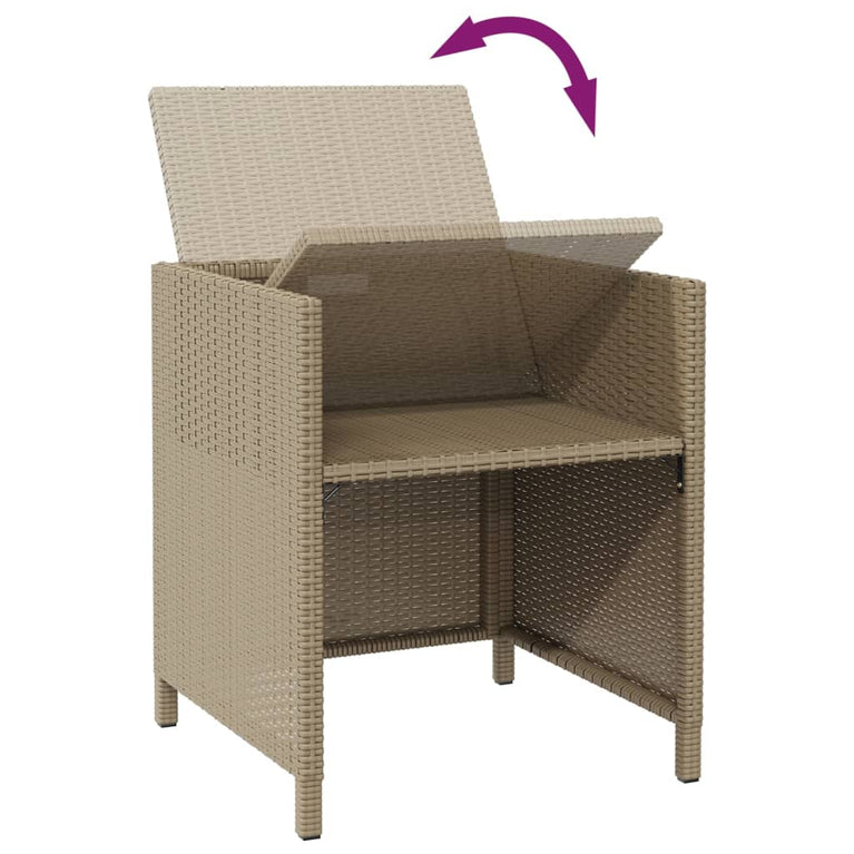 Tuinstoelen 2 st met voetenbanken poly rattan beige MeubelReus
