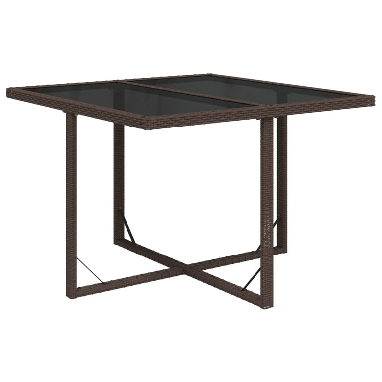 Tuintafel 109x107x74 cm poly rattan en glas bruin MeubelReus
