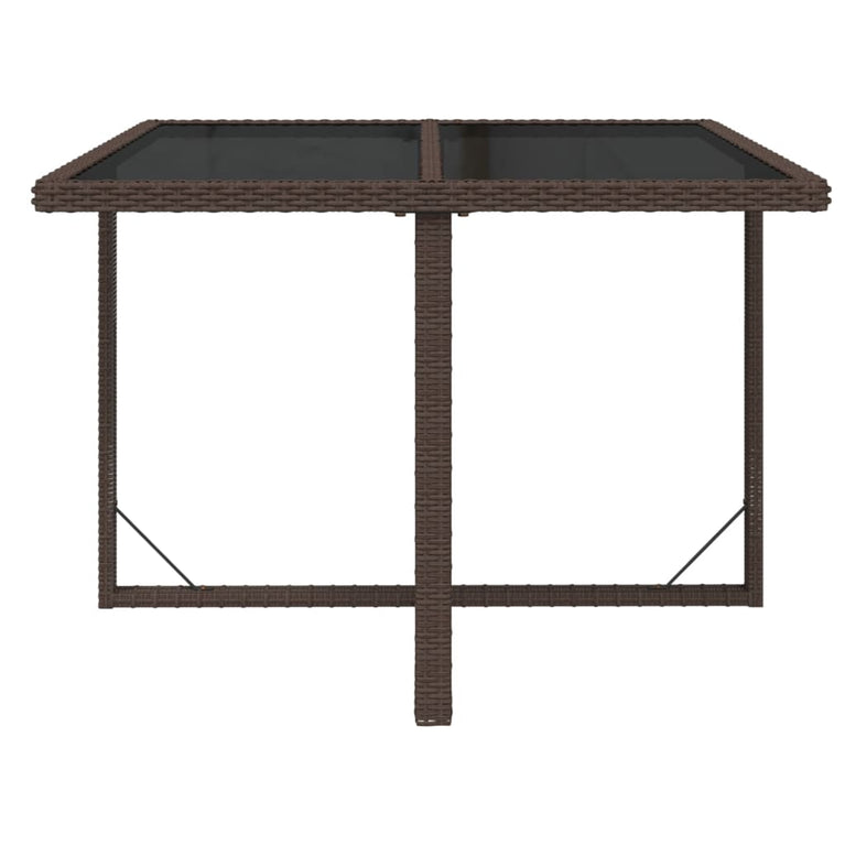 Tuintafel 109x107x74 cm poly rattan en glas bruin MeubelReus