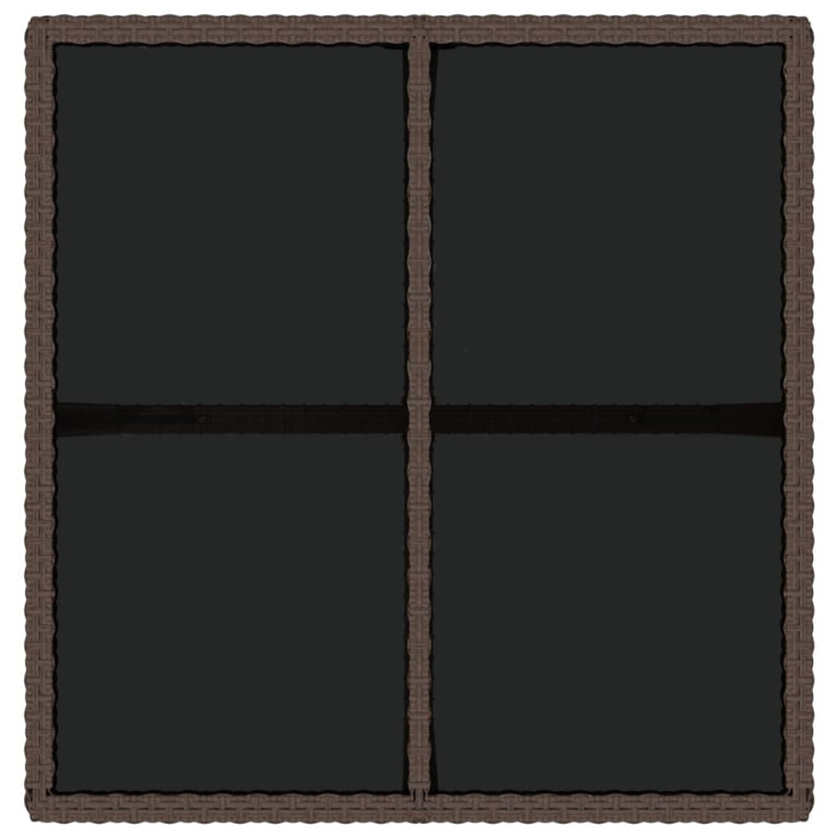 Tuintafel 109x107x74 cm poly rattan en glas bruin MeubelReus