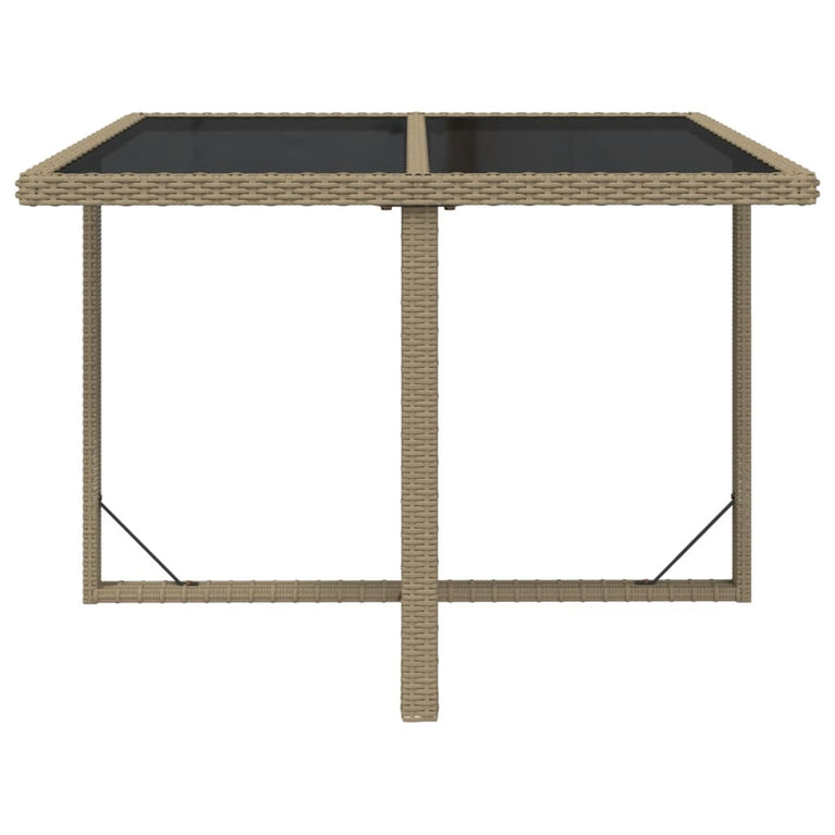 Tuintafel 109x107x74 cm poly rattan en glas beige MeubelReus