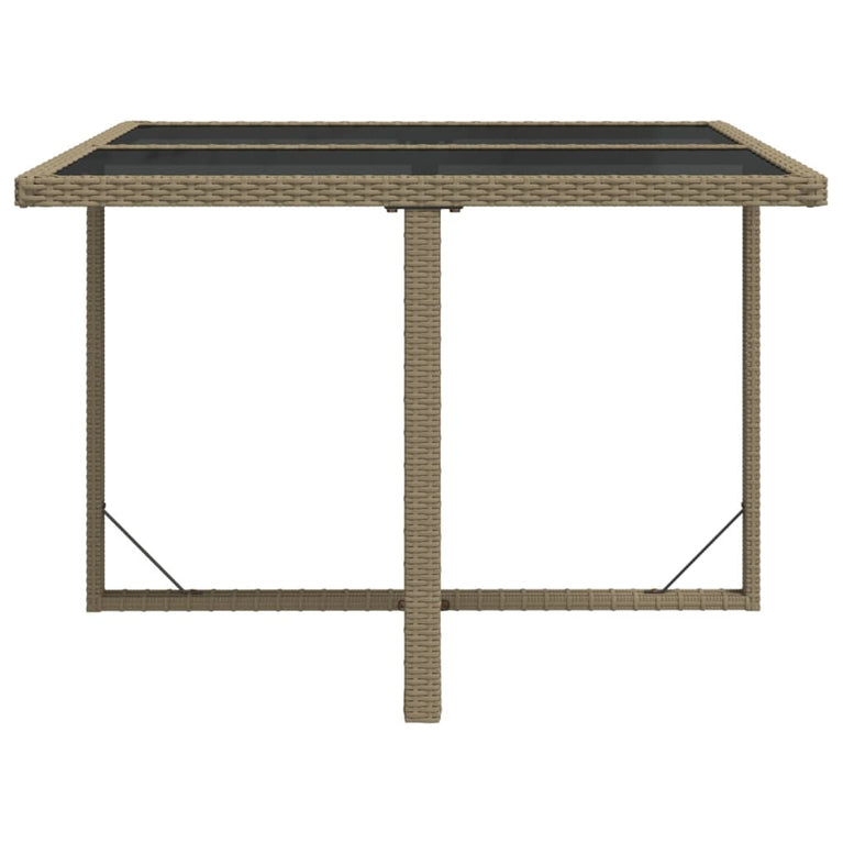 Tuintafel 109x107x74 cm poly rattan en glas beige MeubelReus
