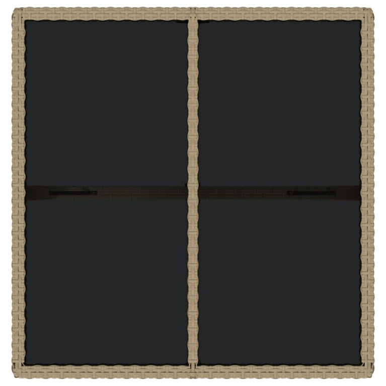 Tuintafel 109x107x74 cm poly rattan en glas beige MeubelReus