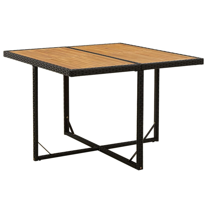 Tuintafel 109x107x74 cm poly rattan en massief acaciahout zwart MeubelReus