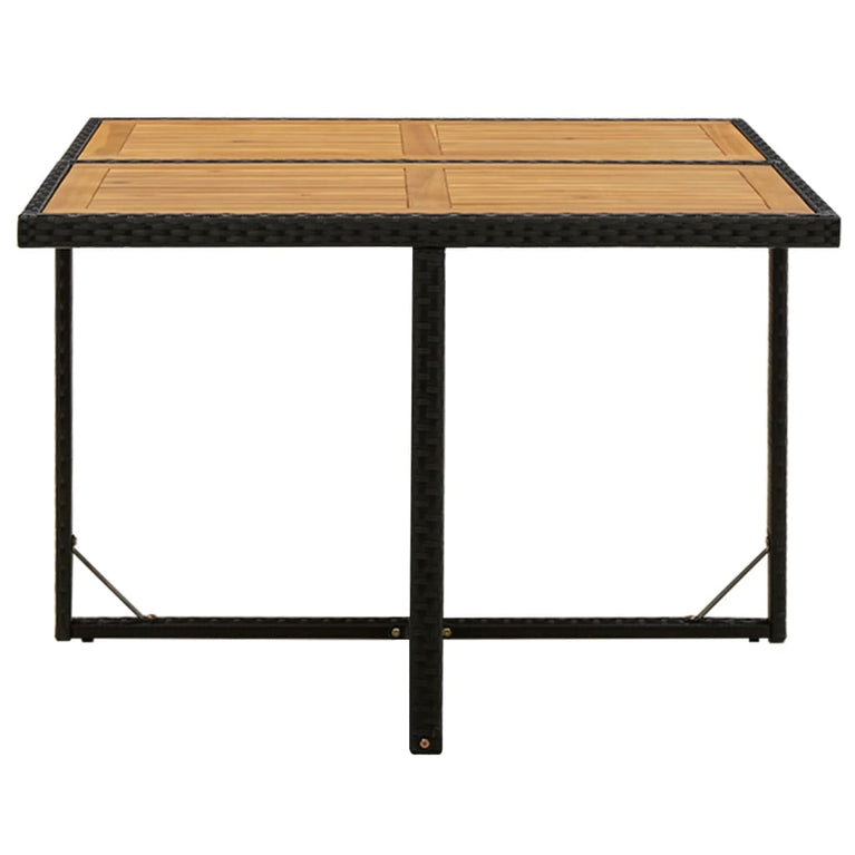 Tuintafel 109x107x74 cm poly rattan en massief acaciahout zwart MeubelReus