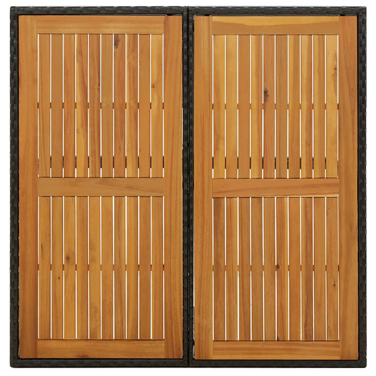 Tuintafel 109x107x74 cm poly rattan en massief acaciahout zwart MeubelReus
