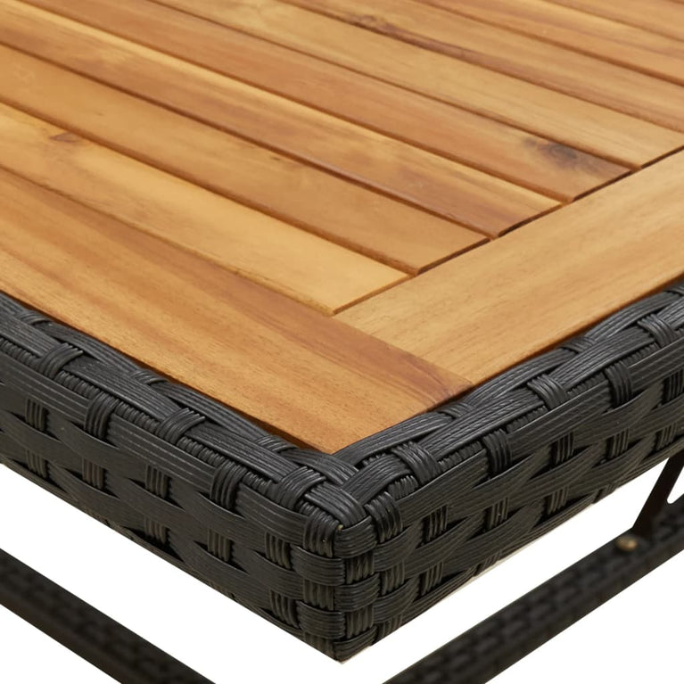 Tuintafel 109x107x74 cm poly rattan en massief acaciahout zwart MeubelReus