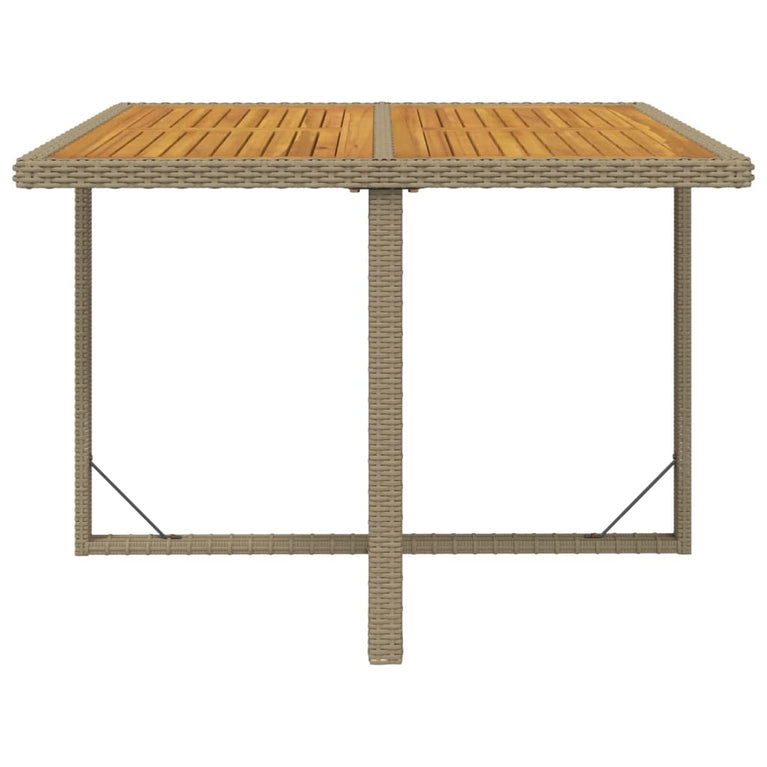 Tuintafel 109x107x74 cm poly rattan en massief acaciahout beige MeubelReus