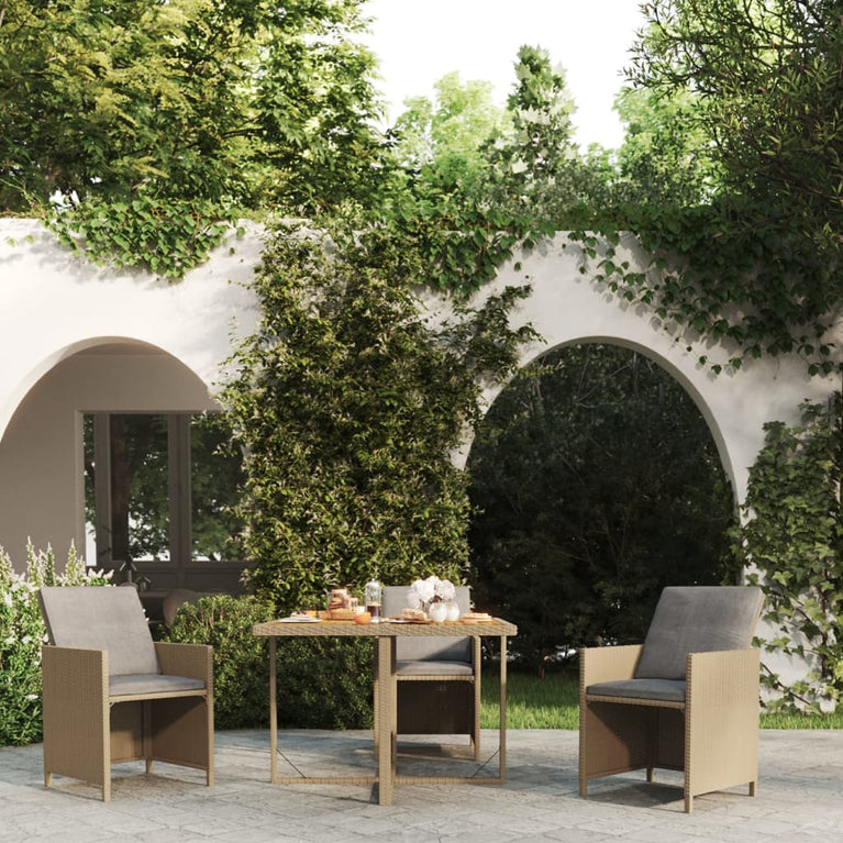 Tuintafel 109x107x74 cm poly rattan en massief acaciahout beige MeubelReus