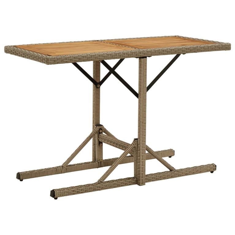 Tuintafel massief acaciahout en poly rattan beige MeubelReus