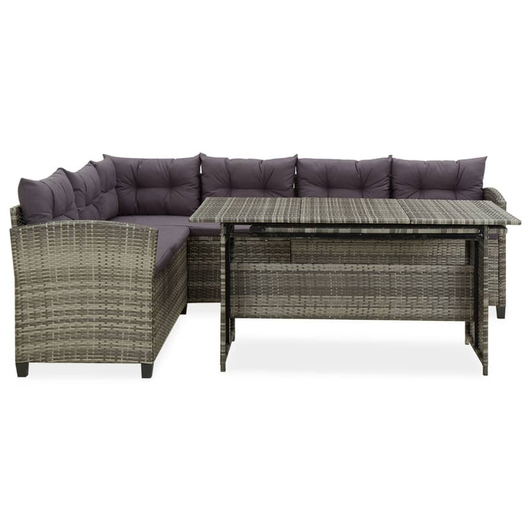 2-delige Loungeset met kussens poly rattan grijs MeubelReus