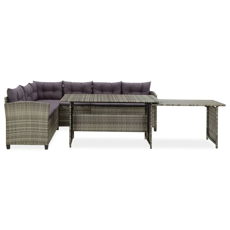2-delige Loungeset met kussens poly rattan grijs MeubelReus