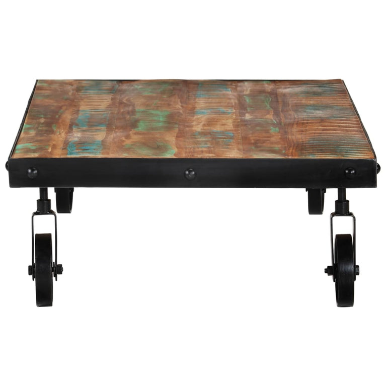 Salontafel met wielen 100x60x26 cm massief gerecycled hout MeubelReus