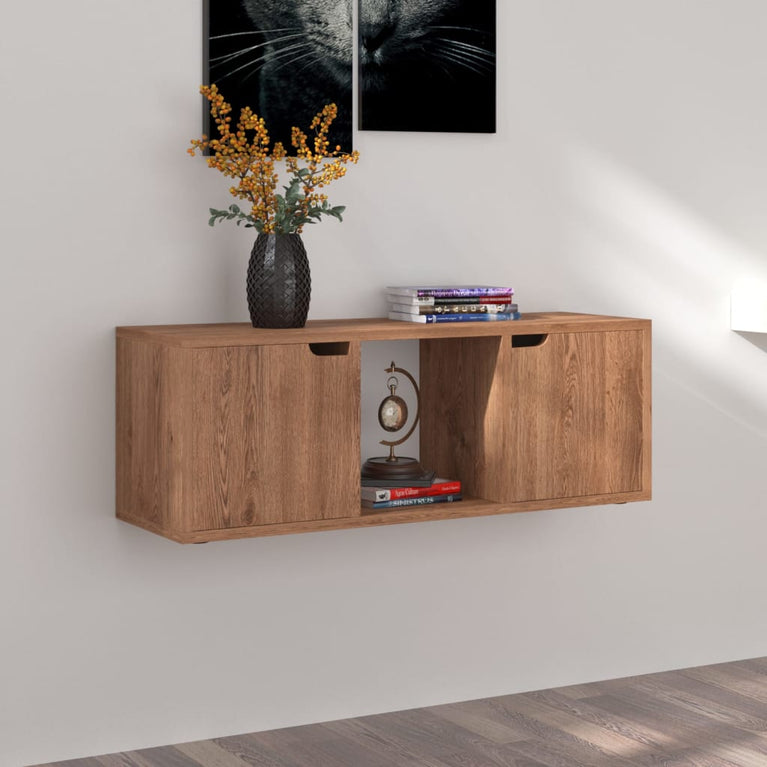 Tv-meubel 88,5x27,5x30,5 cm spaanplaat bruin eiken MeubelReus
