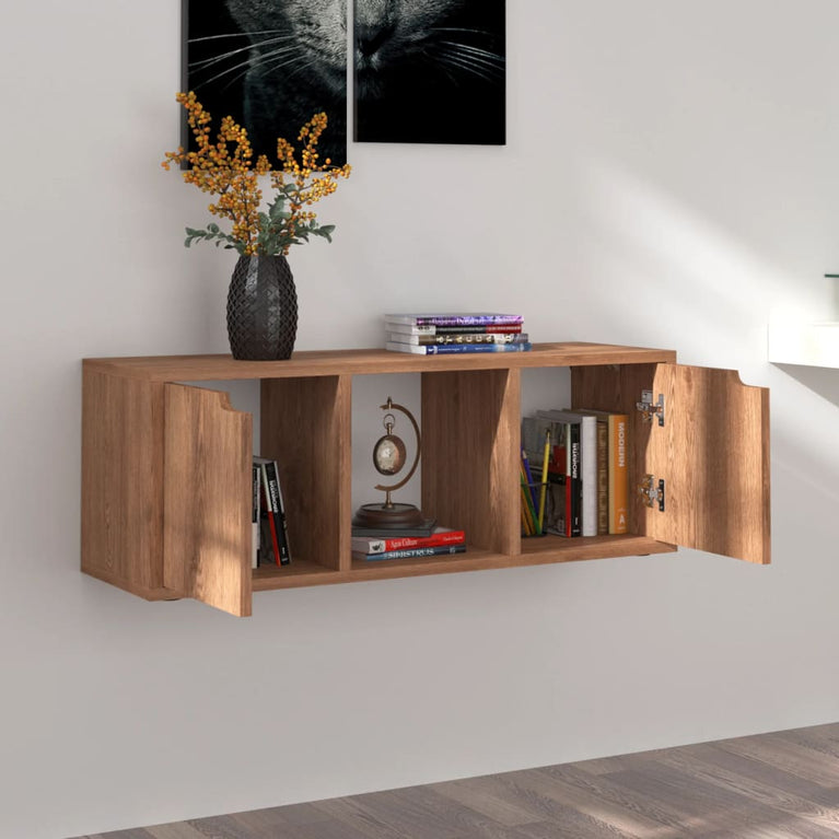 Tv-meubel 88,5x27,5x30,5 cm spaanplaat bruin eiken MeubelReus