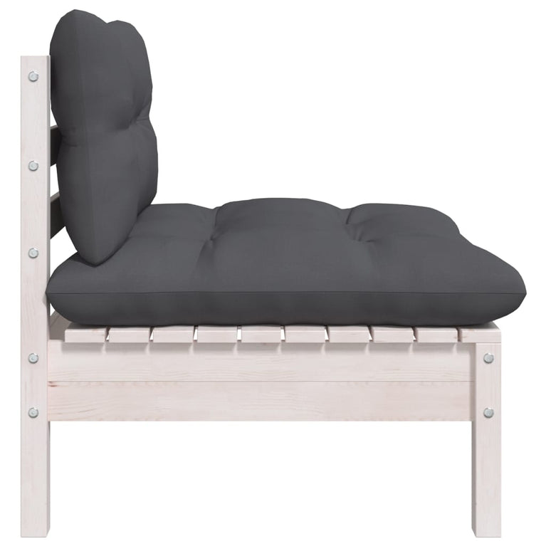 3-delige Loungeset met kussens massief grenenhout wit MeubelReus