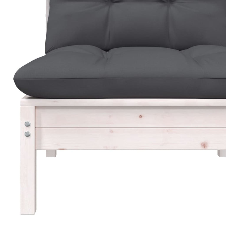 3-delige Loungeset met kussens massief grenenhout wit MeubelReus