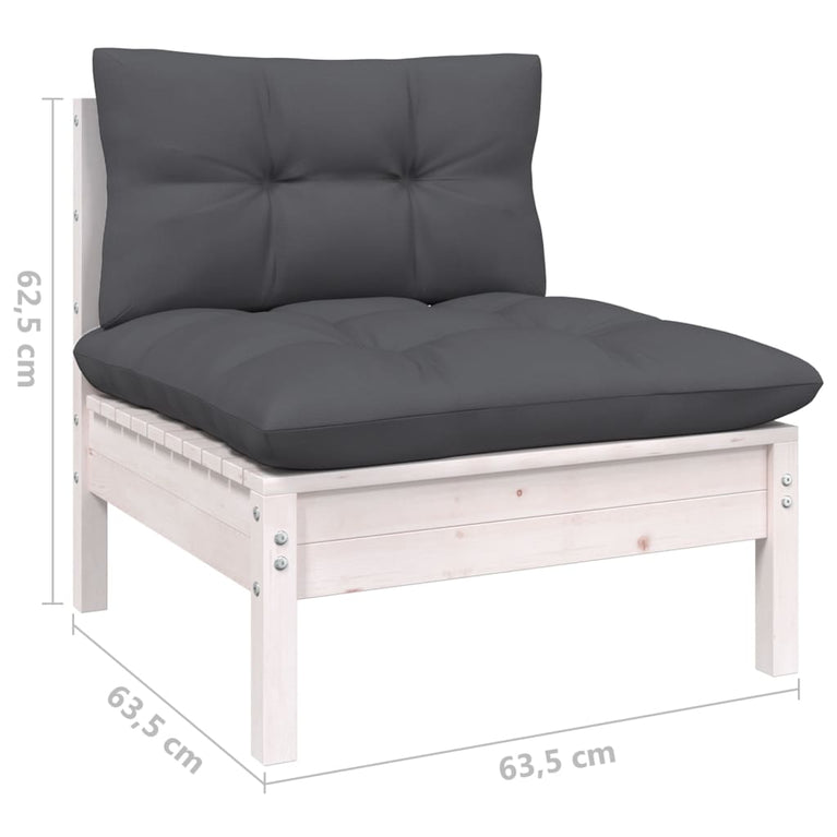 3-delige Loungeset met kussens massief grenenhout wit MeubelReus