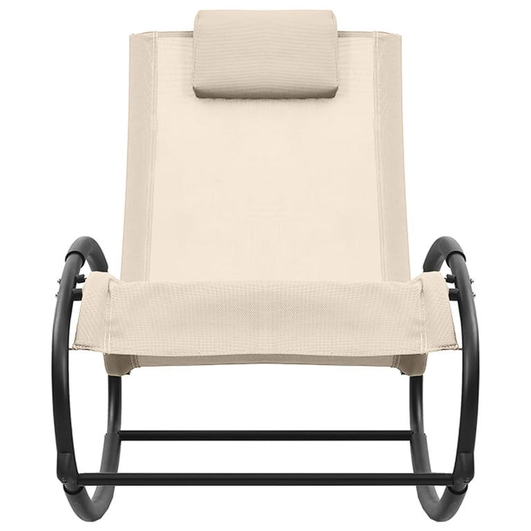 Ligbed met kussen staal en textileen crèmekleurig MeubelReus